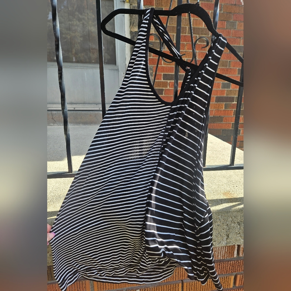 Activezone Black and White Striped Tank
